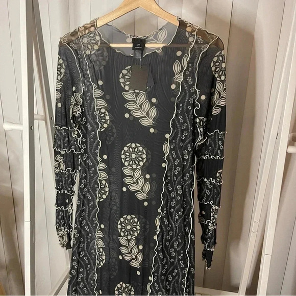 Anna Sui x Free People - Black Floral Mesh Dress - Size M, New With Tags - Picture 7 of 8